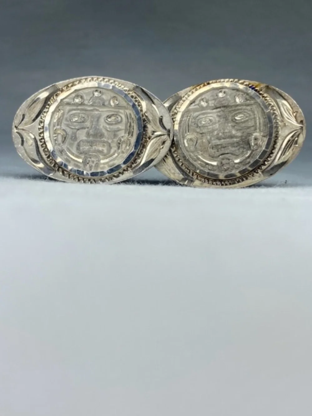 Vintage Mexican Sterling Silver Cufflinks – Aztec Style